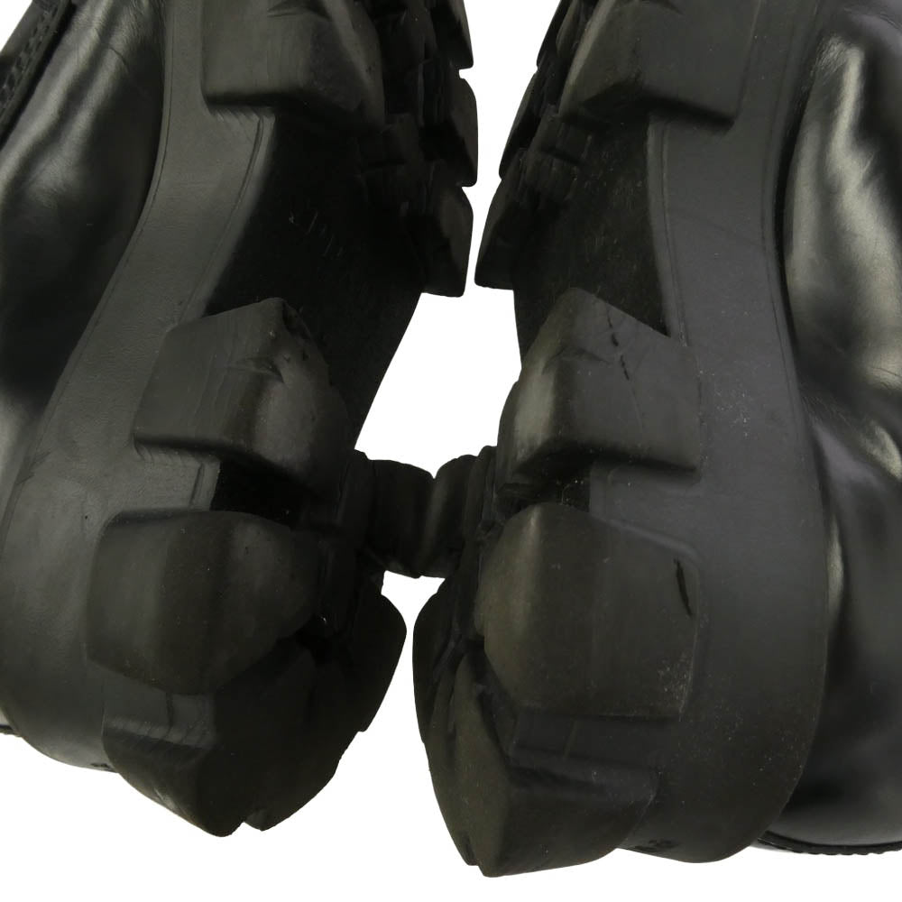 PRADA プラダ 2DE129 MONOLITH BRUSHED LEATHER LOAFERS モノリス ブラッシュド レザー ローファー シューズ ブラック系 5.5【中古】