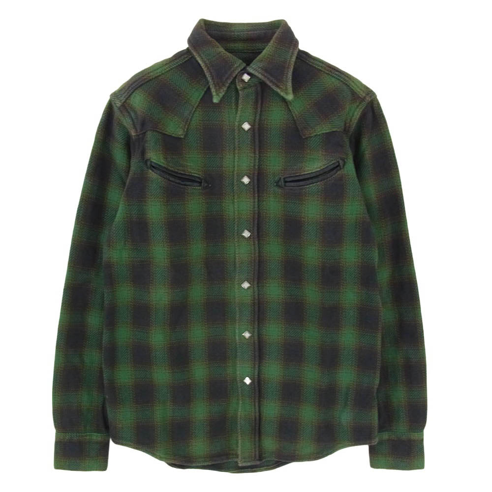 WESTRIDE ウエストライド ヘビーネル ウエスタン チェック ロングスリーブ 長袖 シャツ グリーン系 36【中古】