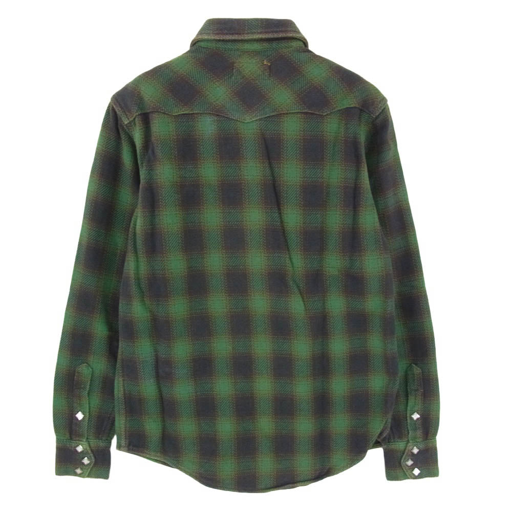 WESTRIDE ウエストライド ヘビーネル ウエスタン チェック ロングスリーブ 長袖 シャツ グリーン系 36【中古】