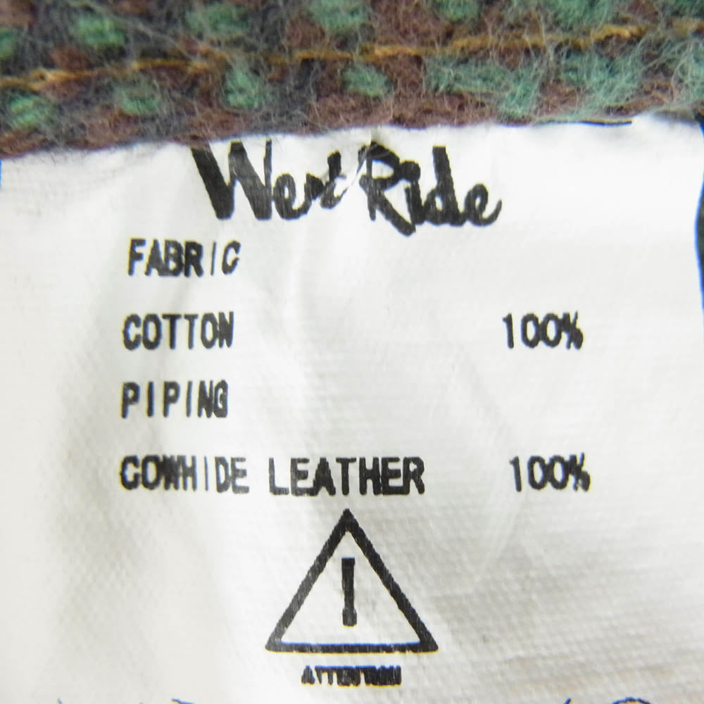 WESTRIDE ウエストライド ヘビーネル ウエスタン チェック ロングスリーブ 長袖 シャツ グリーン系 36【中古】