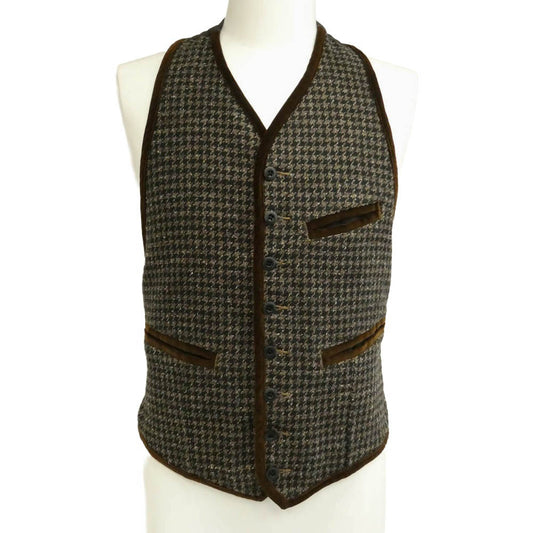 ジャンゴアトゥール D-AL-V03 ANOTHERLINE VEST ハウンズトゥース ヴェルヴェット ベスト ブラウン系 38【中古】