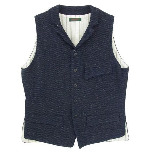 ジャンゴアトゥール D-AL-V04 TWEED VEST コットン ウール シルク ツイード ベスト ネイビー系 38【中古】
