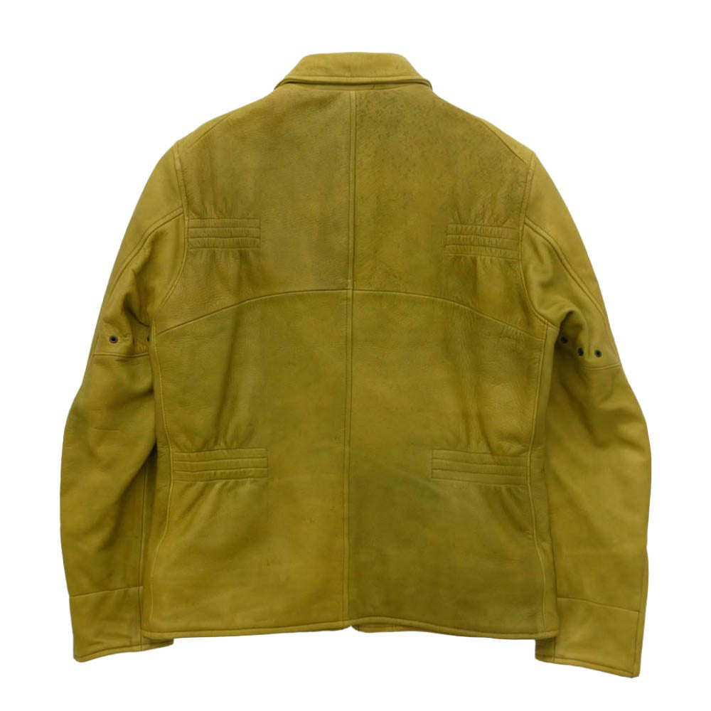 COLIMBO コリンボ TRIBOROUGH TRAP-TOOLS SHOOTING BREAK WIND LEATHER JACKET トリボラー トラップ ツールズ シューティング ブレイク ウィンド レザー ハンティング ジャケット グリーン系 イエロー系 38【中古】