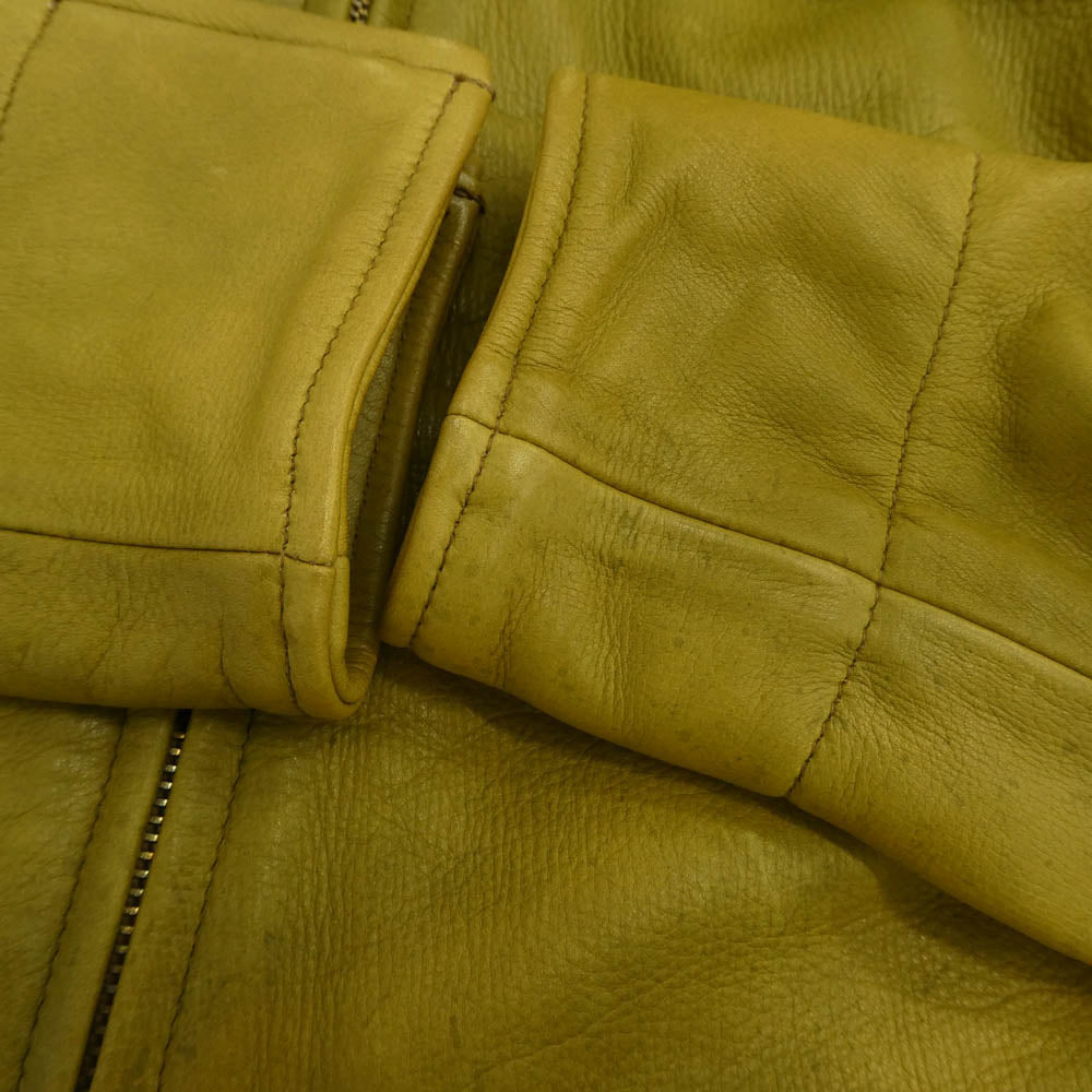 COLIMBO コリンボ TRIBOROUGH TRAP-TOOLS SHOOTING BREAK WIND LEATHER JACKET トリボラー トラップ ツールズ シューティング ブレイク ウィンド レザー ハンティング ジャケット グリーン系 イエロー系 38【中古】
