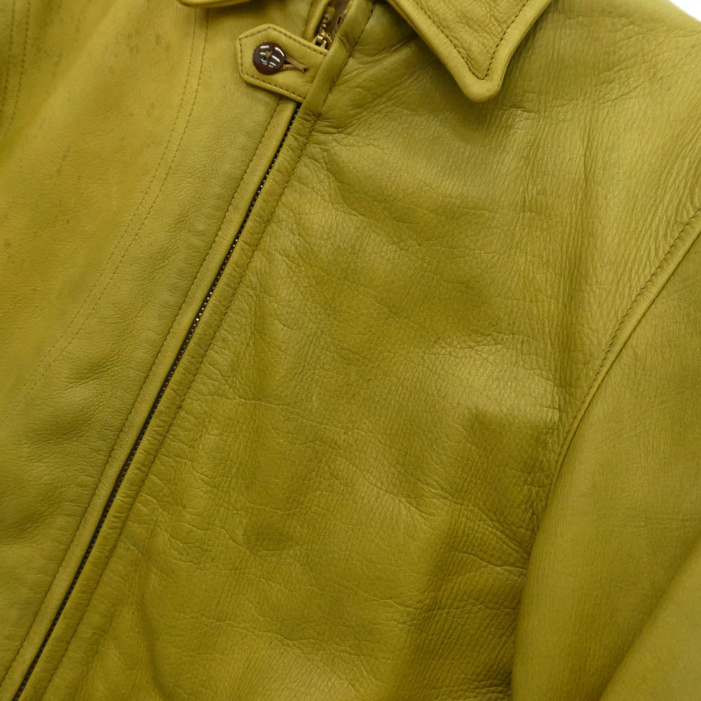COLIMBO コリンボ TRIBOROUGH TRAP-TOOLS SHOOTING BREAK WIND LEATHER JACKET トリボラー トラップ ツールズ シューティング ブレイク ウィンド レザー ハンティング ジャケット グリーン系 イエロー系 38【中古】