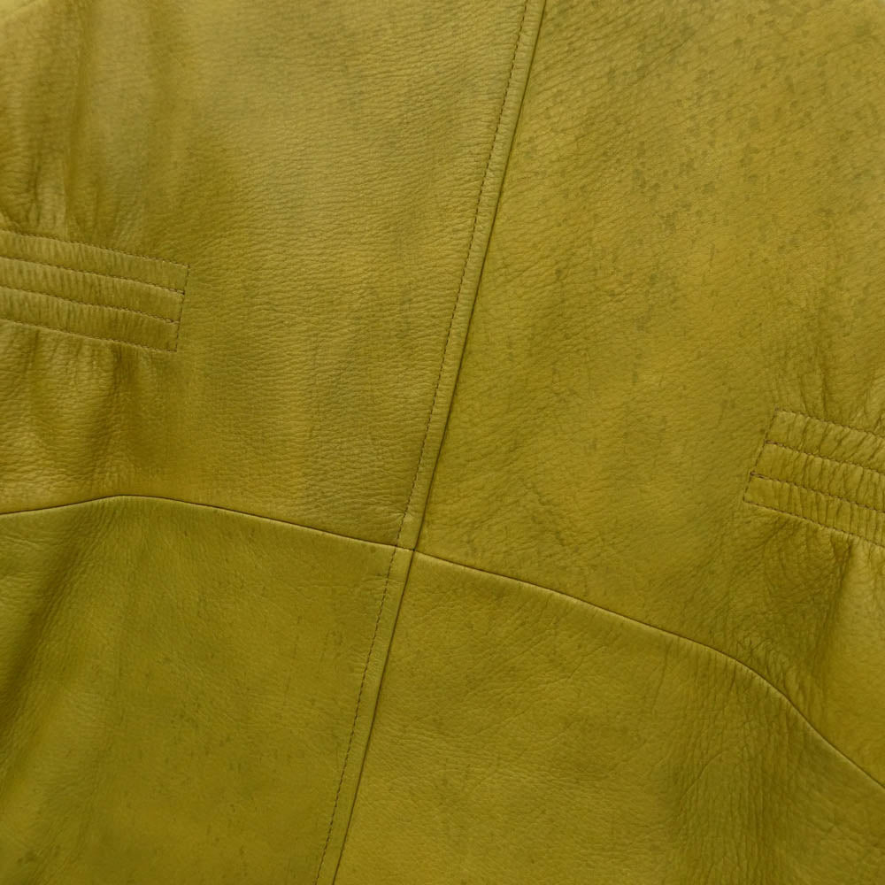 COLIMBO コリンボ TRIBOROUGH TRAP-TOOLS SHOOTING BREAK WIND LEATHER JACKET トリボラー トラップ ツールズ シューティング ブレイク ウィンド レザー ハンティング ジャケット グリーン系 イエロー系 38【中古】