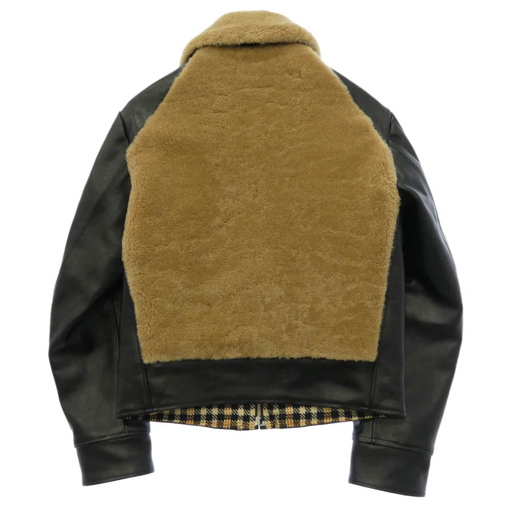 ワープアンドウーフ Original Grizzly Jacket Type 1930's J.C Pennys オリジナル グリズリー ボア ホースハイド レザージャケット 熊ジャン ブラック系 ベージュ系 38【中古】