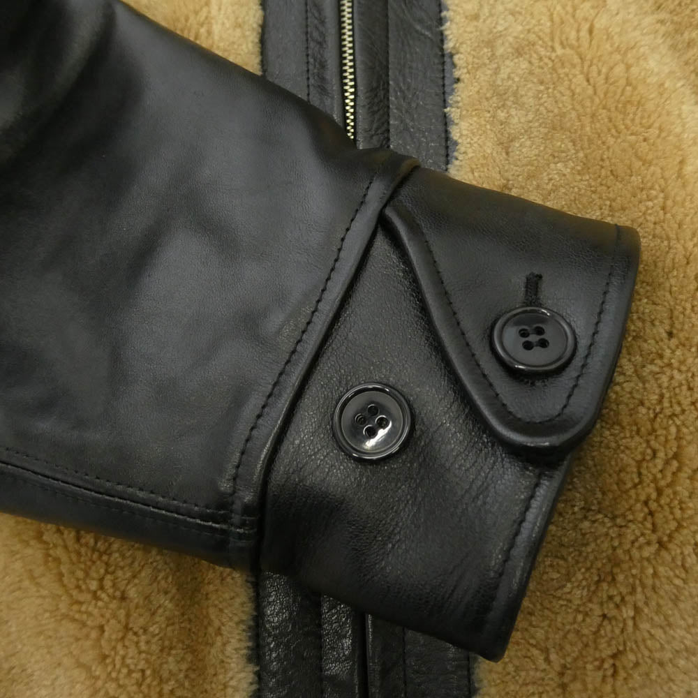 ワープアンドウーフ Original Grizzly Jacket Type 1930's J.C Pennys オリジナル グリズリー ボア ホースハイド レザージャケット 熊ジャン ブラック系 ベージュ系 38【中古】