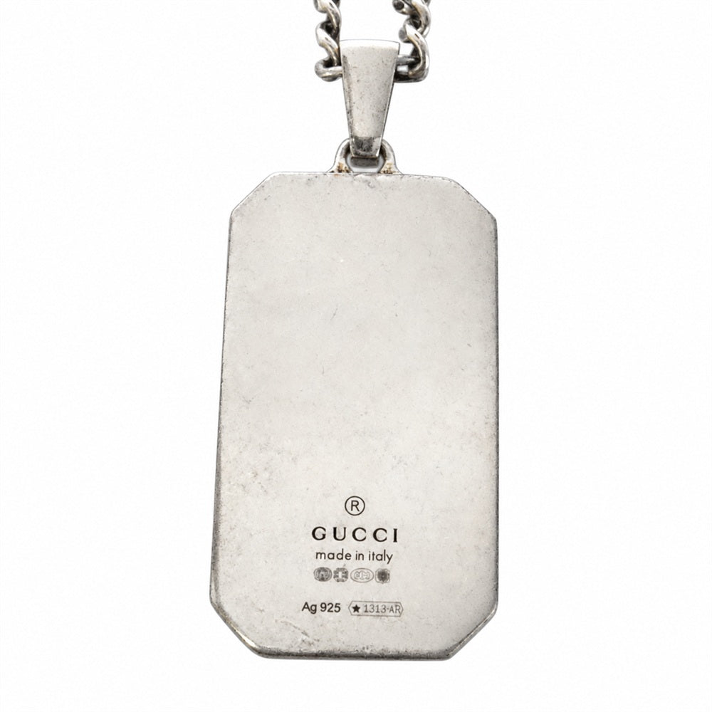 GUCCI グッチ BEE ロゴプレート ネックレス シルバー系【中古】
