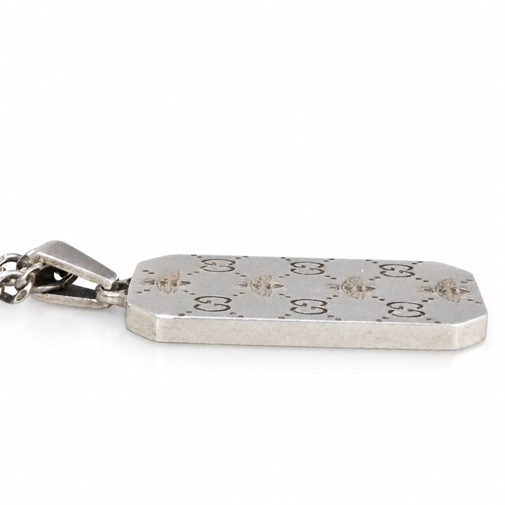 GUCCI グッチ BEE ロゴプレート ネックレス シルバー系【中古】