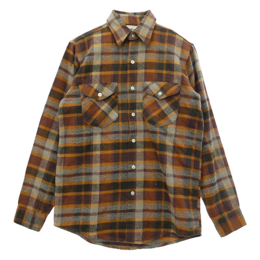 OSHKOSH オシュコシュ USA製 Vintage ヴィンテージ 90s チェック 長袖 シャツ ブラウン系 S【中古】