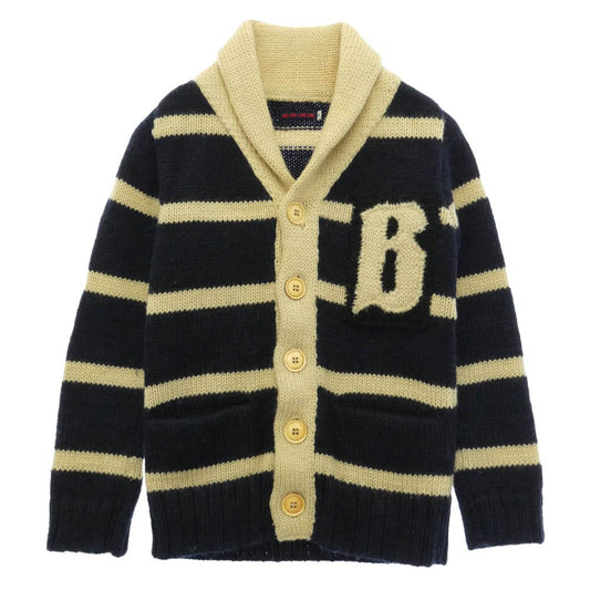 BLUE BLUE ブルーブルー 700014-350 ショールカラー ウール Bロゴ カーディガン ネイビー系 S【中古】