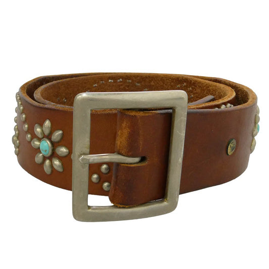 HTC エイチティーシー Turquoise Flower Belt ターコイズ フラワー ベルト ブラウン系 34【中古】