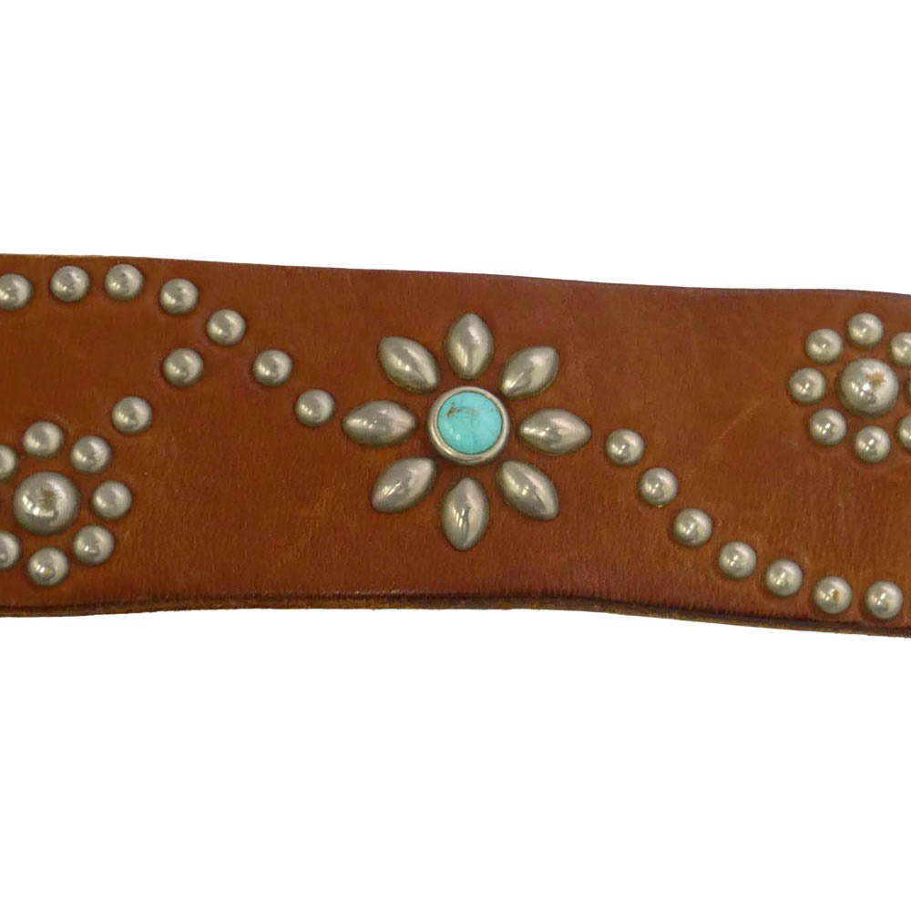 HTC エイチティーシー Turquoise Flower Belt ターコイズ フラワー ベルト ブラウン系 34【中古】