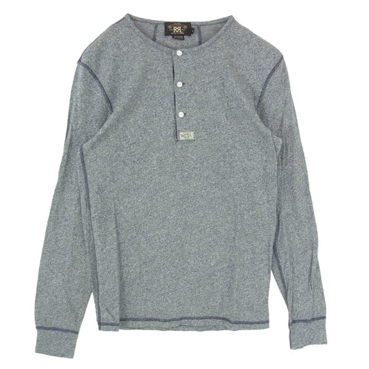 RRL ダブルアールエル コットン ヘンリーネック 長袖 Tシャツ カットソー ロンT ネイビー系 M【中古】