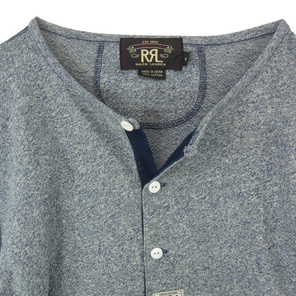RRL ダブルアールエル コットン ヘンリーネック 長袖 Tシャツ カットソー ロンT ネイビー系 M【中古】