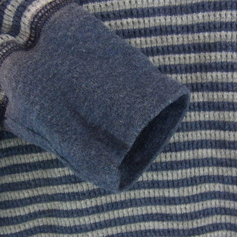 RRL ダブルアールエル コットン ボーダー クルーネック ロングスリーブ 長袖 ニット ブルー グレー ネイビー系 M【中古】