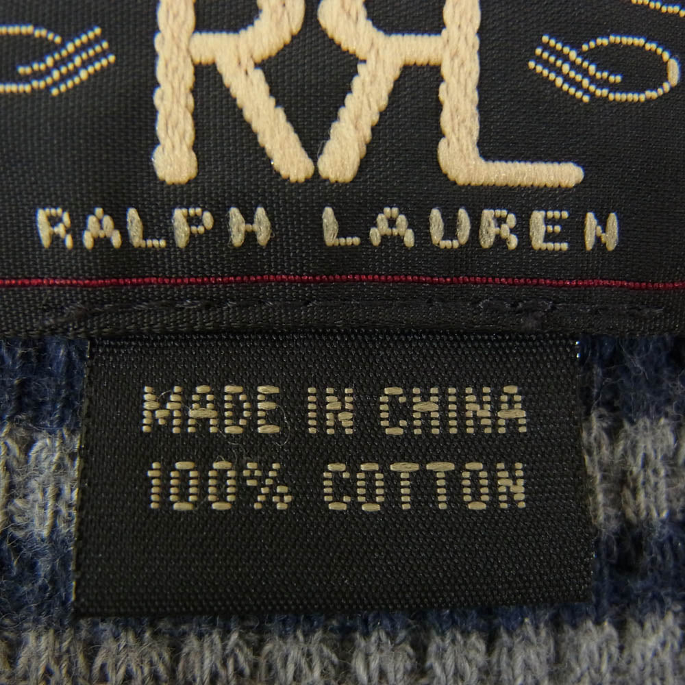 RRL ダブルアールエル コットン ボーダー クルーネック ロングスリーブ 長袖 ニット ブルー グレー ネイビー系 M【中古】