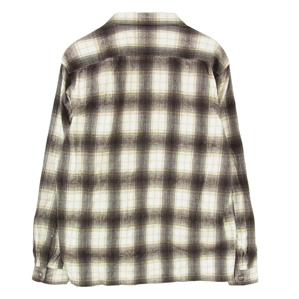 Stevenson Overall Co. スティーブンソンオーバーオール オンブレチェック オープンカラー コットン 長袖 ワークシャツ ブラウン系 XL【中古】