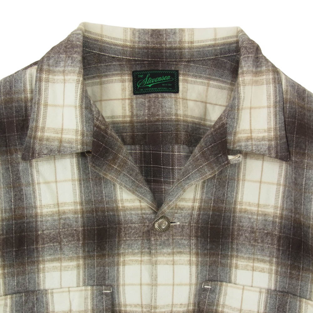 Stevenson Overall Co. スティーブンソンオーバーオール オンブレチェック オープンカラー コットン 長袖 ワークシャツ ブラウン系 XL【中古】