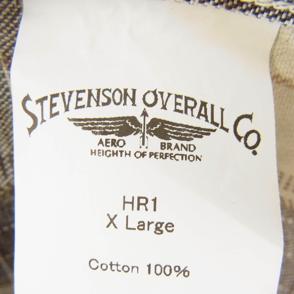 Stevenson Overall Co. スティーブンソンオーバーオール オンブレチェック オープンカラー コットン 長袖 ワークシャツ ブラウン系 XL【中古】