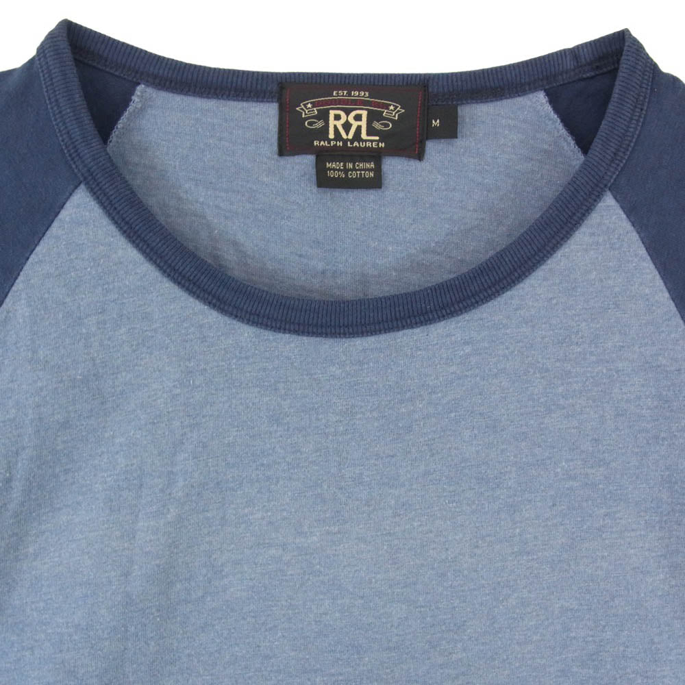 RRL ダブルアールエル ラグラン コットン 長袖 ロングスリーブ クルーネック Tシャツ カットソー ロンT ネイビー系 M【中古】