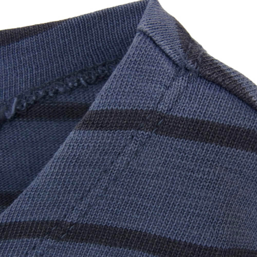 RRL ダブルアールエル ボーダー ボートネック コットン 長袖 Tシャツ カットソー ロンT バスクシャツ ネイビー系 M【中古】