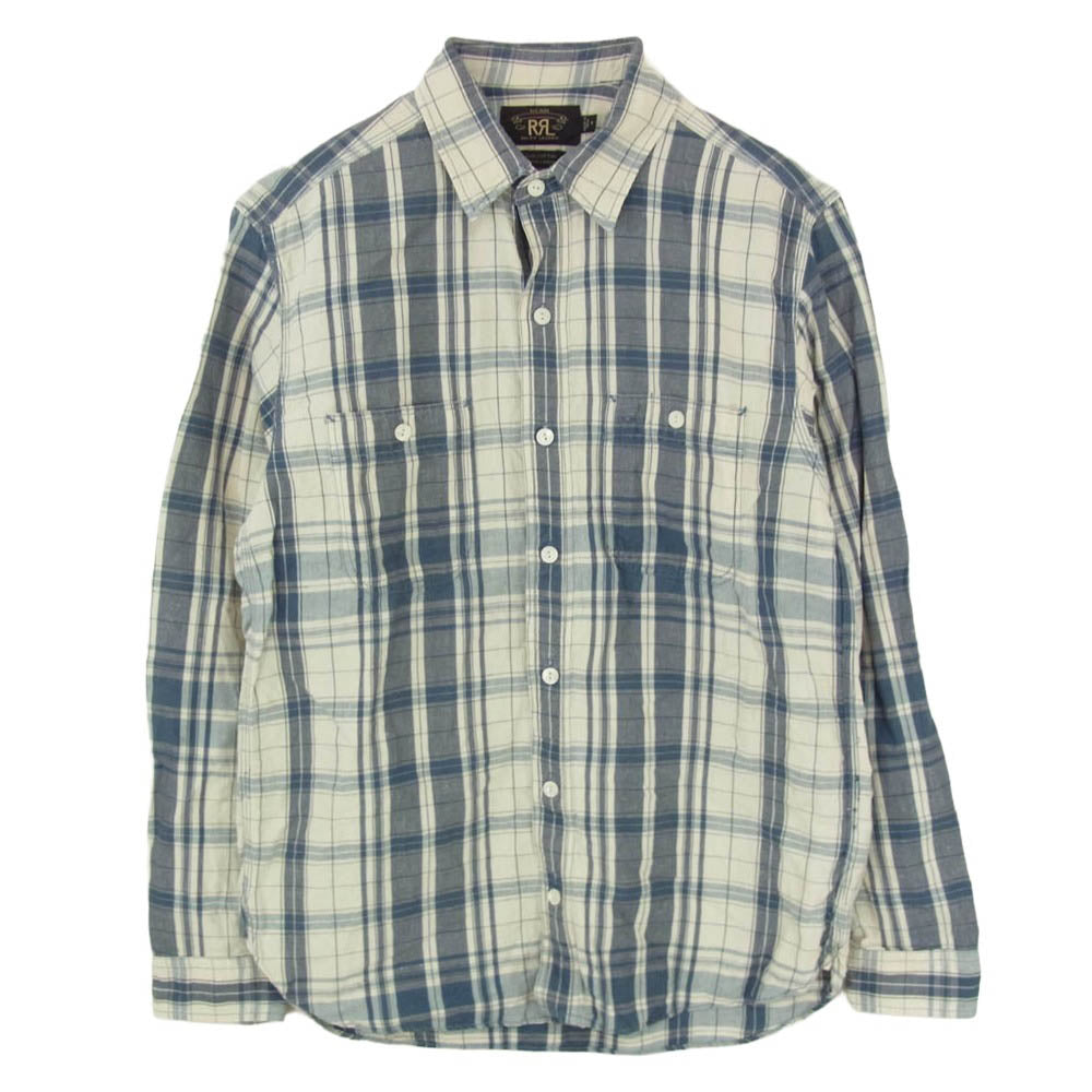RRL ダブルアールエル チェック コットン リネン 長袖 シャツ ブルー系 M【中古】