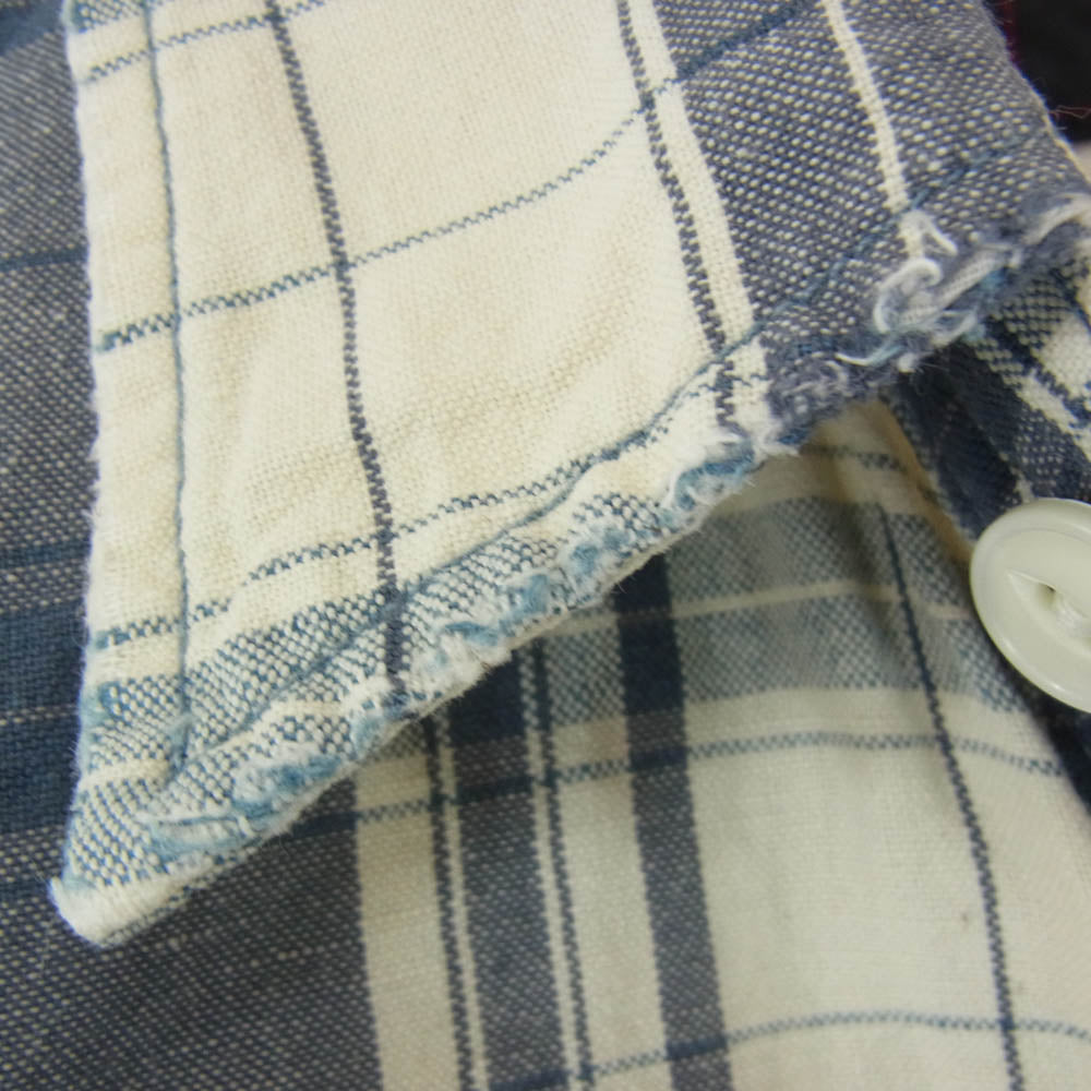 RRL ダブルアールエル チェック コットン リネン 長袖 シャツ ブルー系 M【中古】