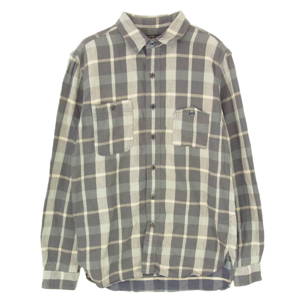 RRL ダブルアールエル チェック コットン インド製 ワーク 山ポケ 長袖 ロングスリーブ シャツ グレー系 M【中古】
