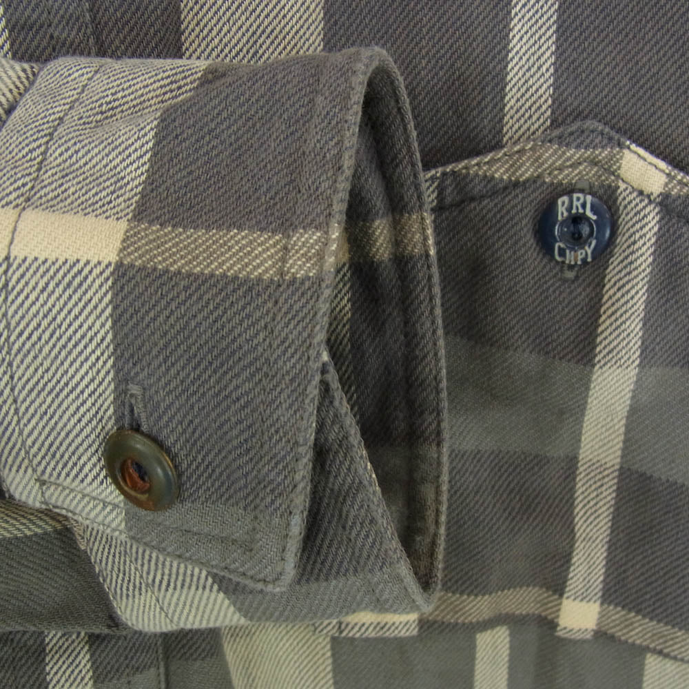 RRL ダブルアールエル チェック コットン インド製 ワーク 山ポケ 長袖 ロングスリーブ シャツ グレー系 M【中古】