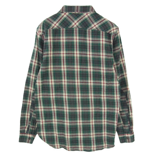 RRL ダブルアールエル チェック コットン ワーク マチ付き ロングスリーブ 長袖 シャツ グリーン系 M【中古】