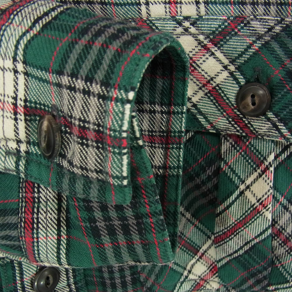 RRL ダブルアールエル チェック コットン ワーク マチ付き ロングスリーブ 長袖 シャツ グリーン系 M【中古】