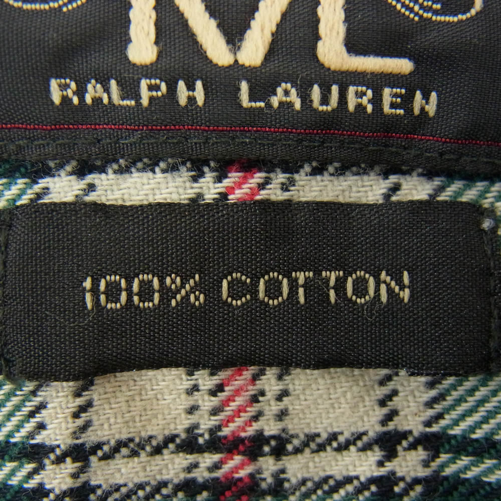 RRL ダブルアールエル チェック コットン ワーク マチ付き ロングスリーブ 長袖 シャツ グリーン系 M【中古】