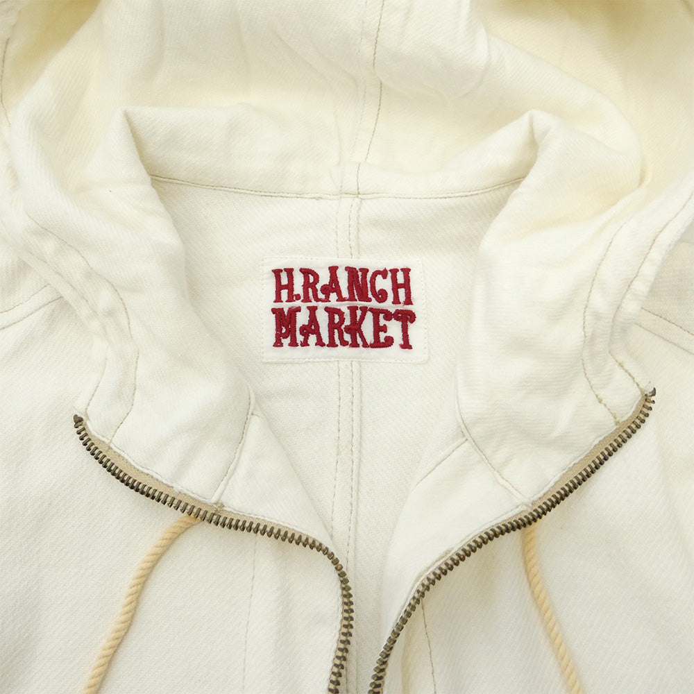 HOLLYWOOD RANCH MARKET ハリウッドランチマーケット フード付き ジップアップ ロング パーカー コート ホワイト系 ONE【極上美品】【中古】