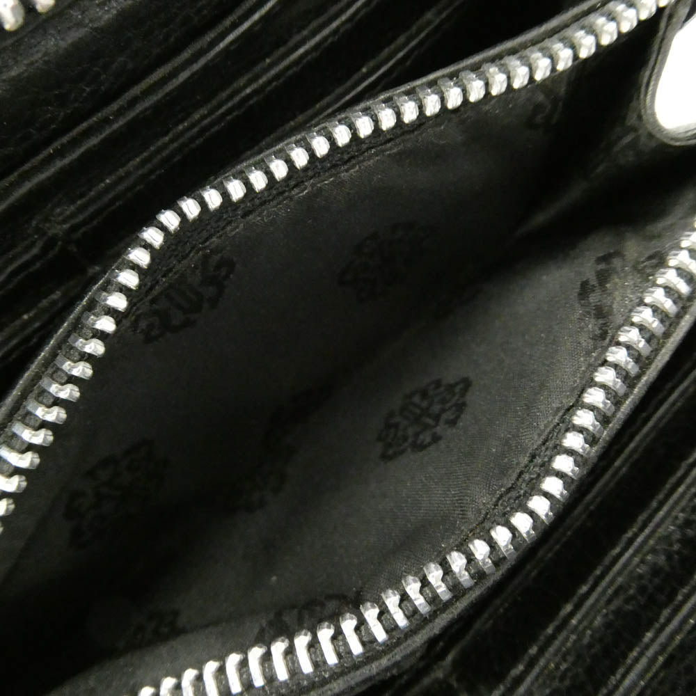 CHROME HEARTS クロムハーツ（原本有） REC F ZIP QUILTED セメタリー キルティング レザー クロスパッチ ウォレット 財布 ブラック系【中古】