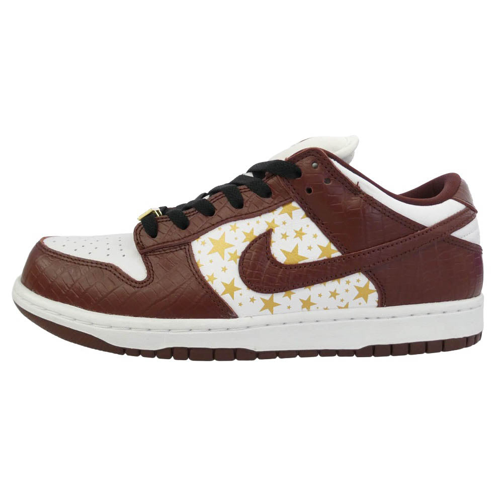 Supreme シュプリーム NIKE ナイキ DH3228-103 【フェイクバスターズ鑑定済】 × Nike ナイキ SB Dunk Low OG QS Gold Stars White Barkroot Brown ダンク ロー OG QS ゴールドスターズ ローカット スニーカー ブラウン系 26cm【美品】【中古】