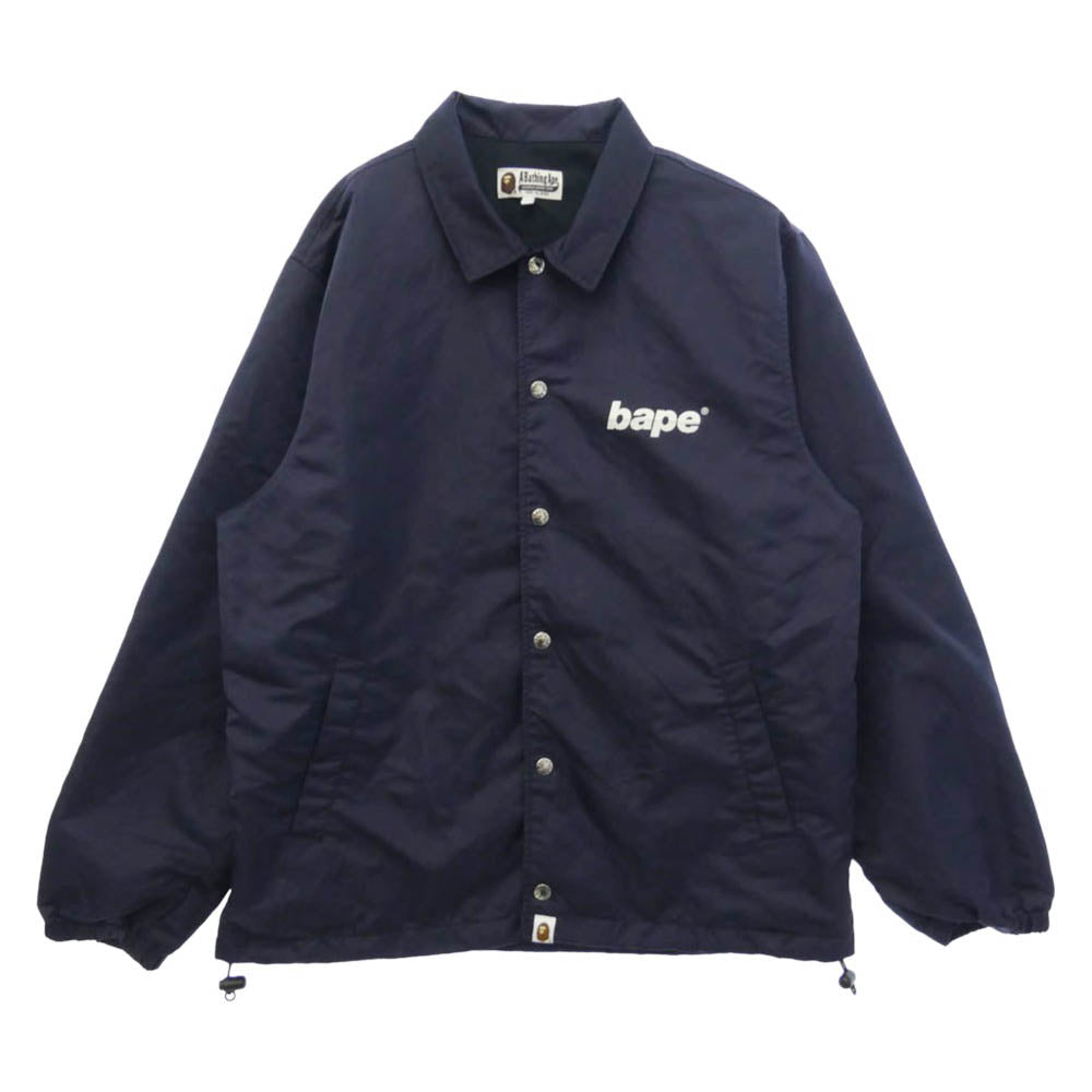 A BATHING APE アベイシングエイプ 001GDL201009H バックロゴ プリント ナイロン コーチ ジャケット パープル系 L【中古】
