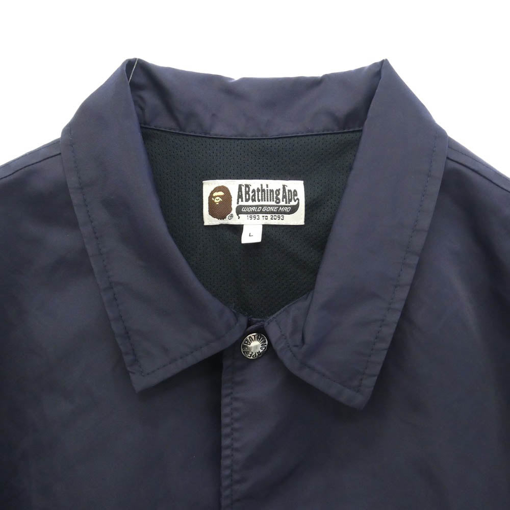 A BATHING APE アベイシングエイプ 001GDL201009H バックロゴ プリント ナイロン コーチ ジャケット パープル系 L【中古】