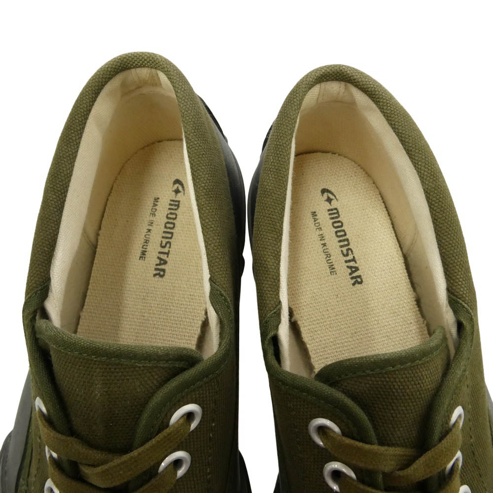 ムーンスター FINE VULCANIZED MUD GUARD OLIVE マッド ガード ローカット スニーカー シューズ ダークグレー系 モスグリーン系 24cm【中古】