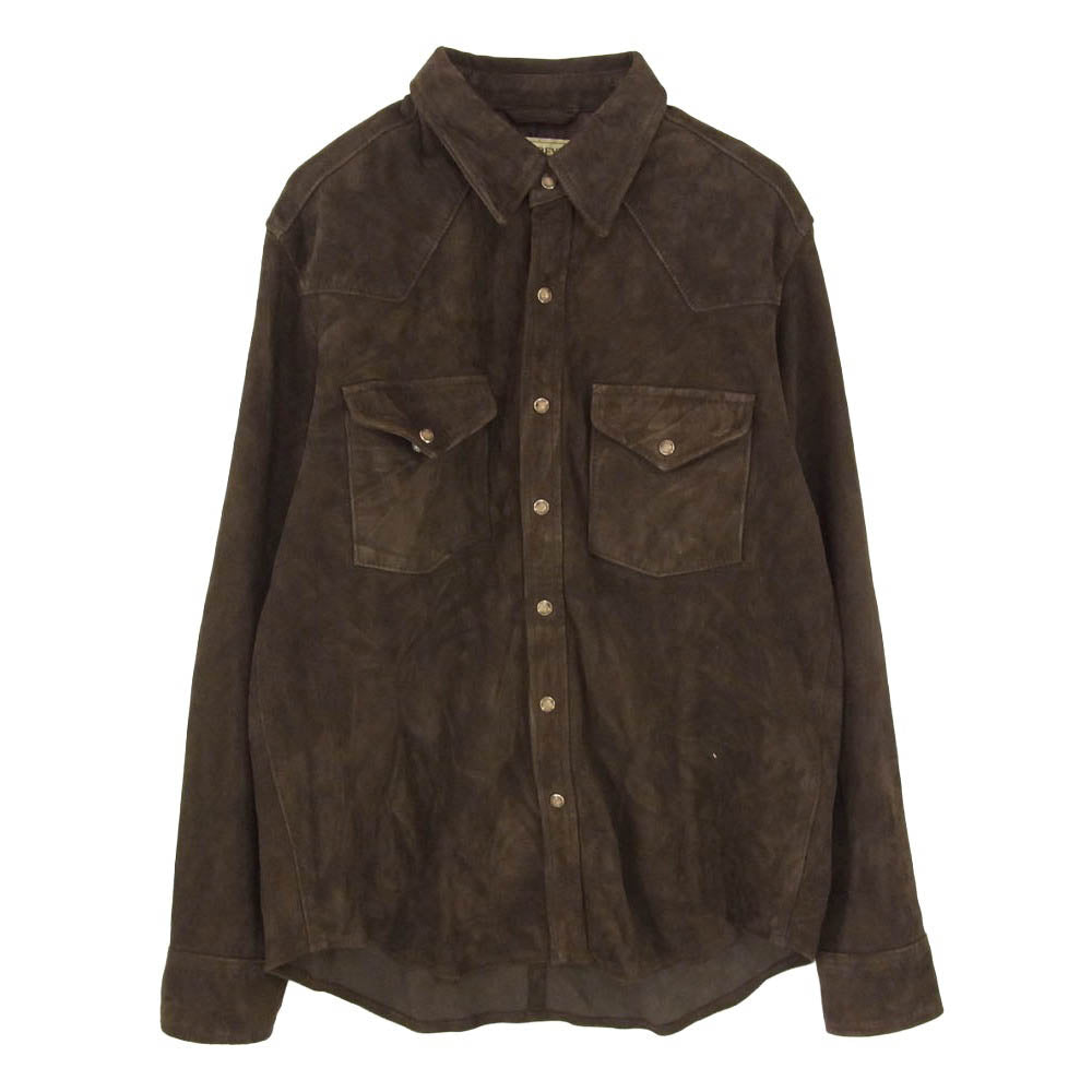 AVIREX アヴィレックス 783-6150001 GOAT SUEDE WESTERN SHIRT ゴート スエード レザー バックプリント ウエスタン シャツ ブラウン系 L【中古】