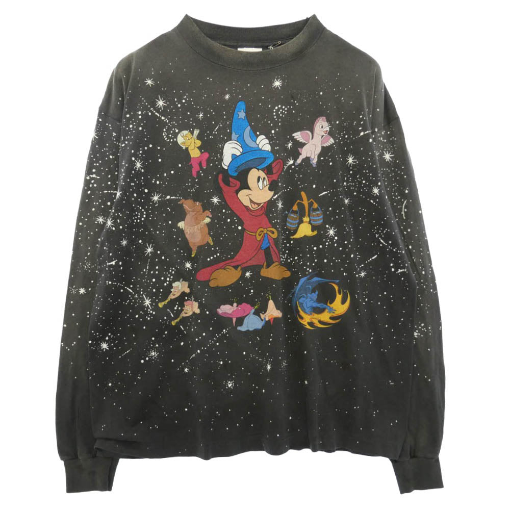 SAINT MICHAEL セントマイケル Disney ディズニー 26AW SM-MK1-0000-C90 × DISNEY ディズニー LS T-SHIRT FANTASIA ファンタジア ビンテージ加工 プリント 長袖 カットソー グレー系 L【新古品】【未使用】【中古】