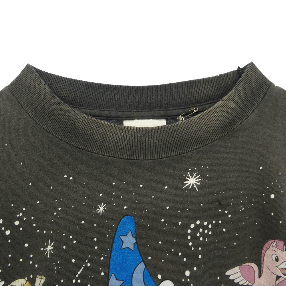 SAINT MICHAEL セントマイケル Disney ディズニー 26AW SM-MK1-0000-C90 × DISNEY ディズニー LS T-SHIRT FANTASIA ファンタジア ビンテージ加工 プリント 長袖 カットソー グレー系 L【新古品】【未使用】【中古】