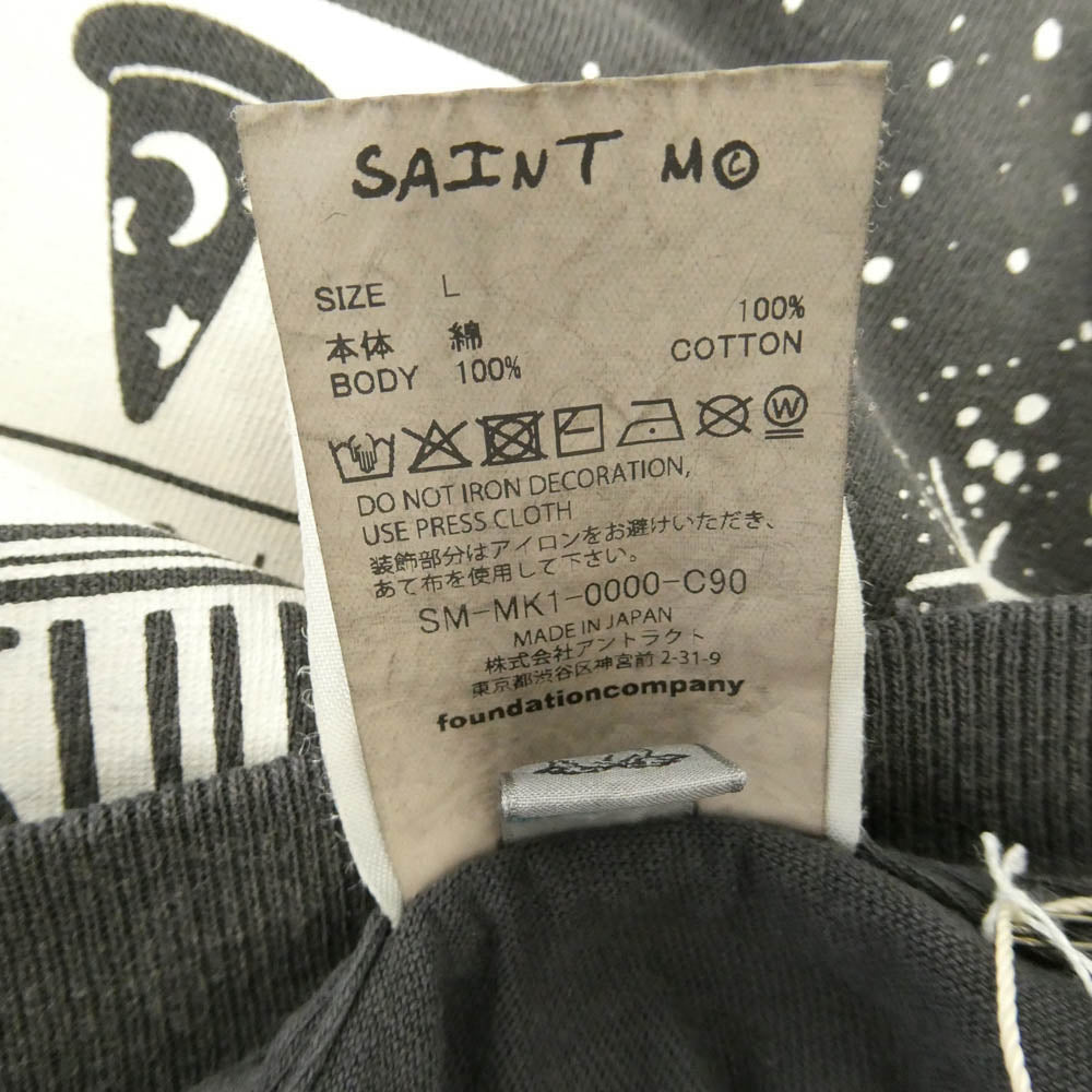 SAINT MICHAEL セントマイケル Disney ディズニー 26AW SM-MK1-0000-C90 × DISNEY ディズニー LS T-SHIRT FANTASIA ファンタジア ビンテージ加工 プリント 長袖 カットソー グレー系 L【新古品】【未使用】【中古】