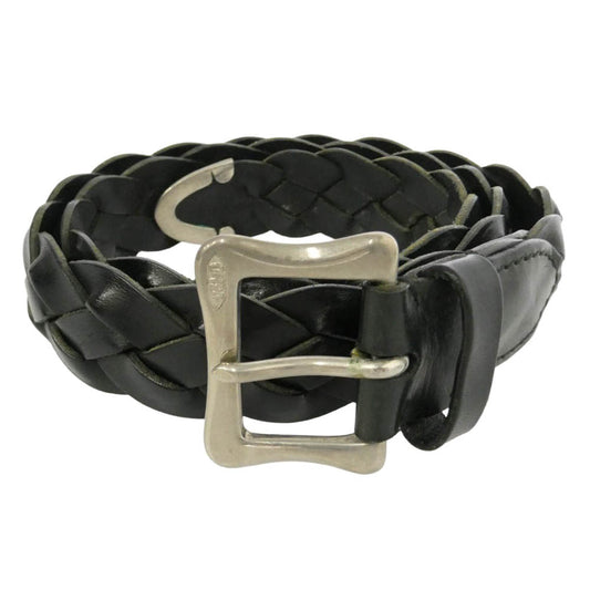 J&M Davidson ジェイアンドエムデヴィッドソン ENVELOPE BUCKLE WIDE エンベロープバックル ワイド メッシュ レザー ベルト ブラック系【中古】