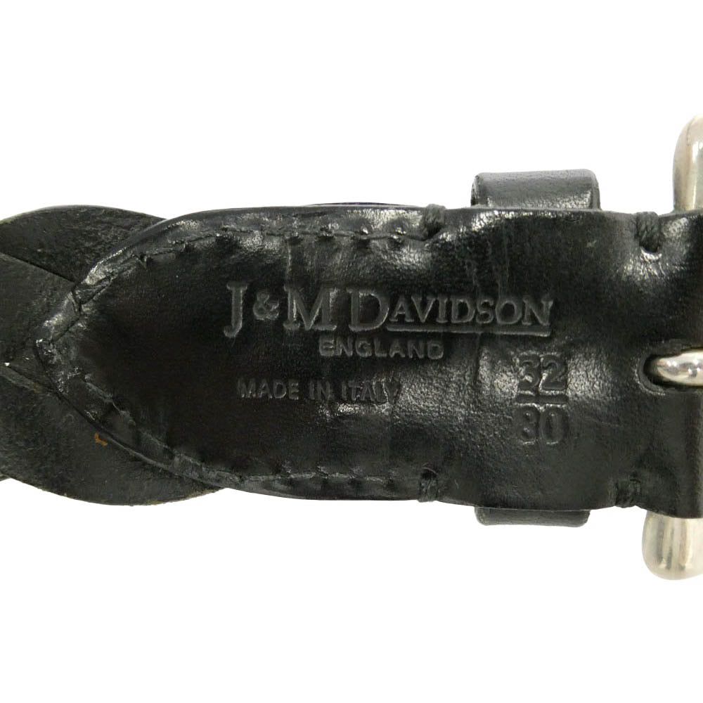 J&M Davidson ジェイアンドエムデヴィッドソン ENVELOPE BUCKLE WIDE エンベロープバックル ワイド メッシュ レザー ベルト ブラック系【中古】