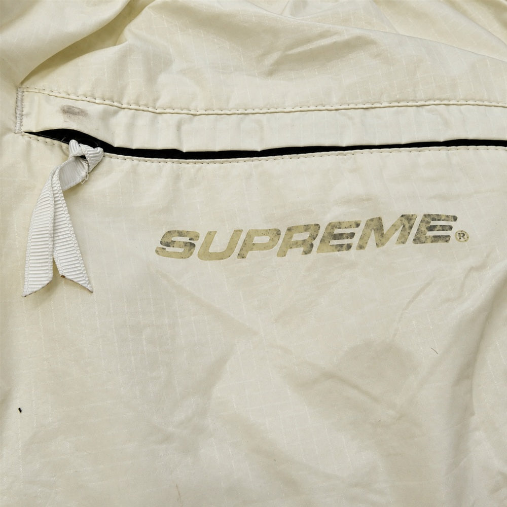 Supreme シュプリーム ワングラム期 バック ロゴ 裾ジップ ナイロン トラック パンツ オフホワイト系 L【中古】