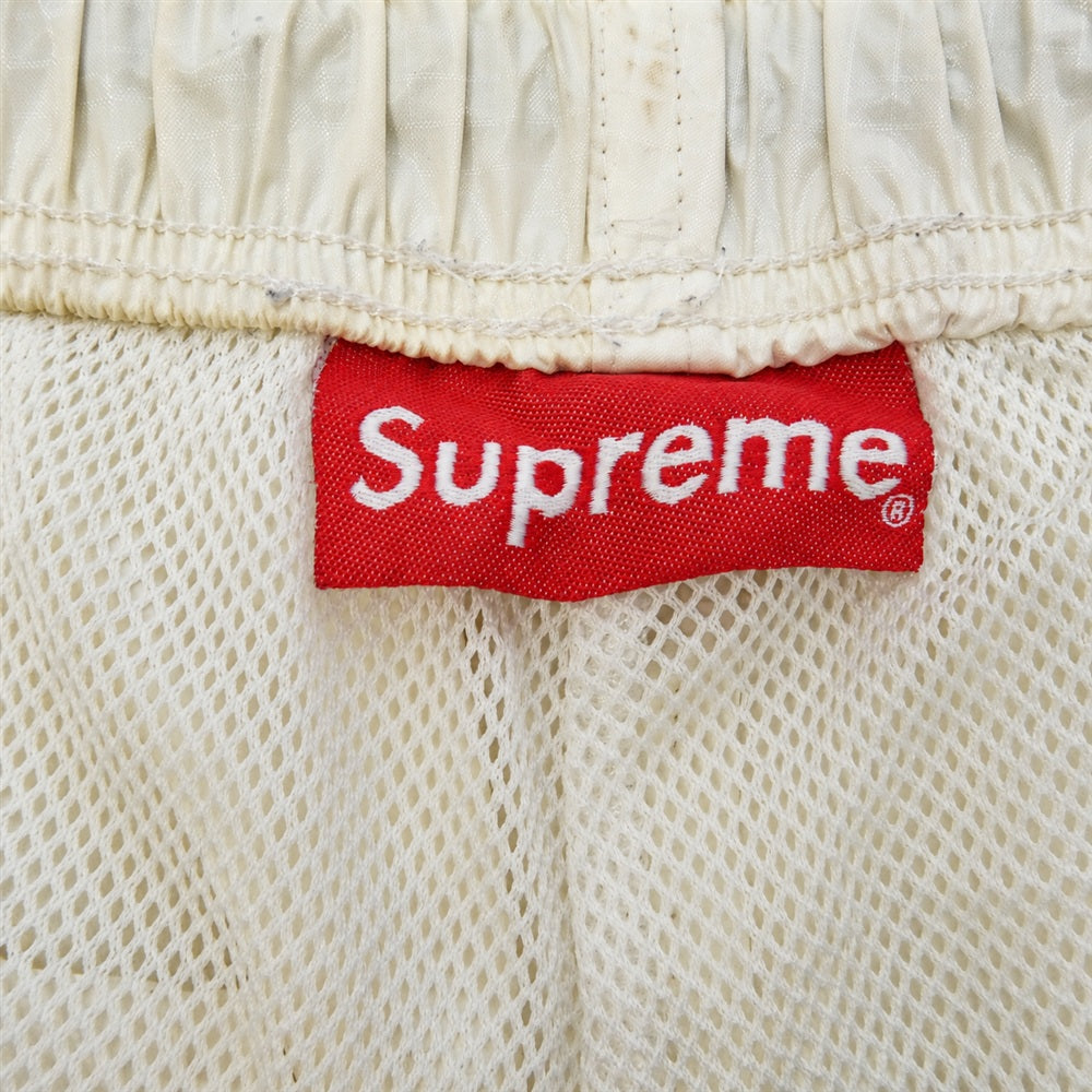 Supreme シュプリーム ワングラム期 バック ロゴ 裾ジップ ナイロン トラック パンツ オフホワイト系 L【中古】