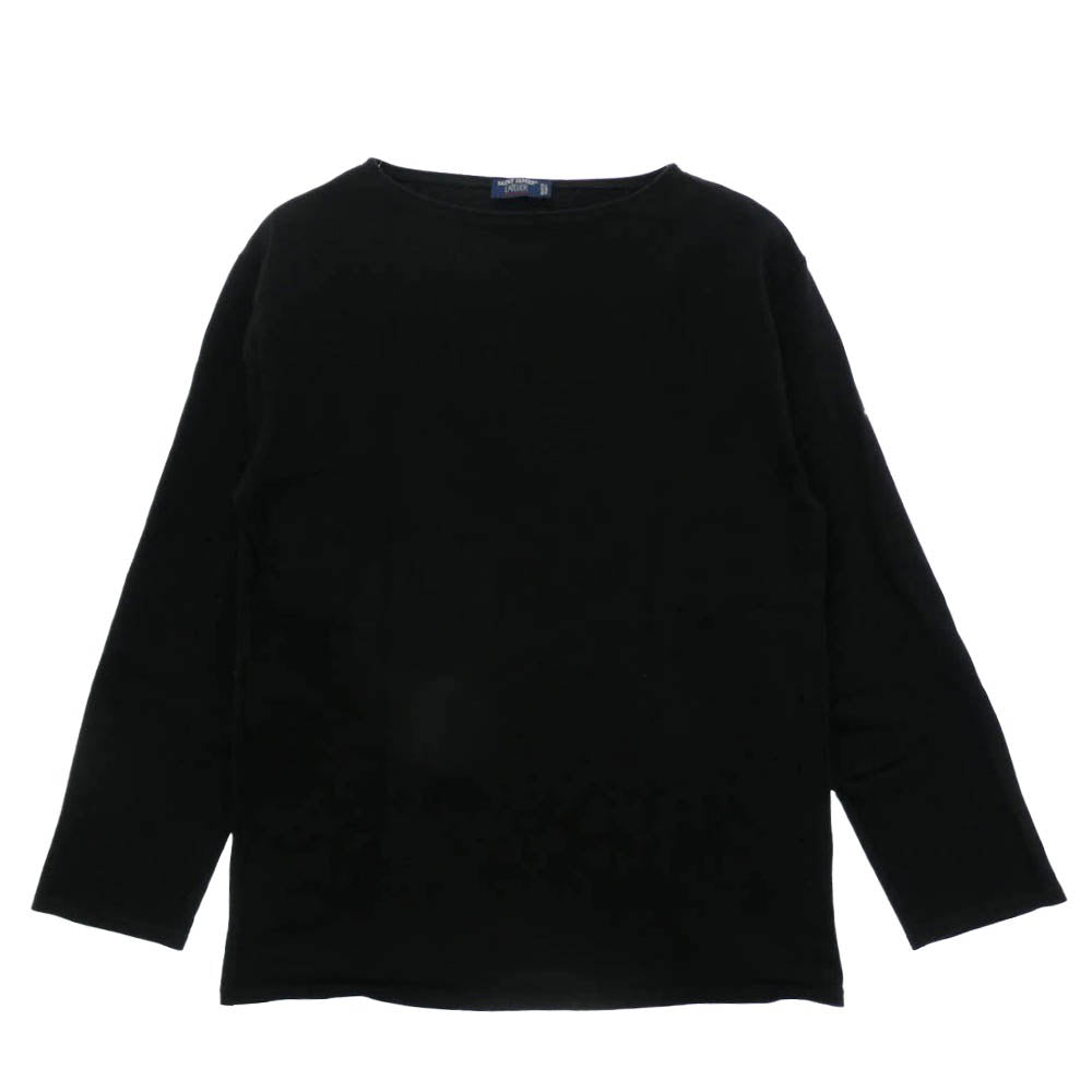 SAINT JAMES セントジェームス OUESSANT SOLID ウェッソンソリッド ボートネック コットン 長袖 バスクシャツ Tシャツ カットソー ロンT ブラック系 6【中古】