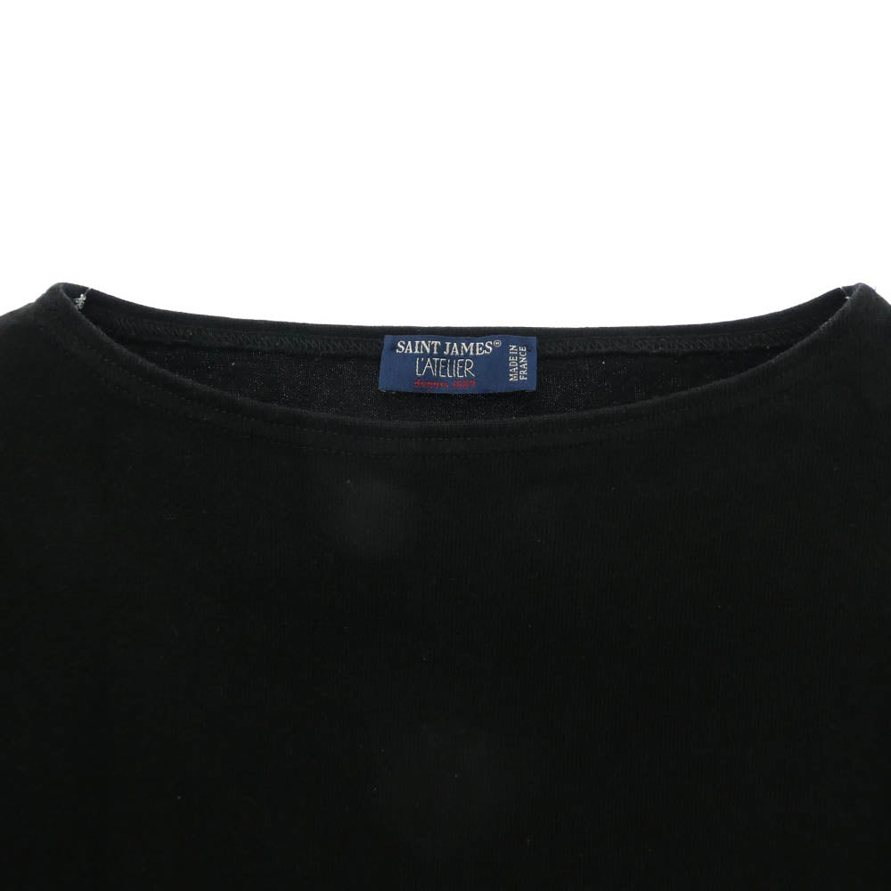 SAINT JAMES セントジェームス OUESSANT SOLID ウェッソンソリッド ボートネック コットン 長袖 バスクシャツ Tシャツ カットソー ロンT ブラック系 6【中古】